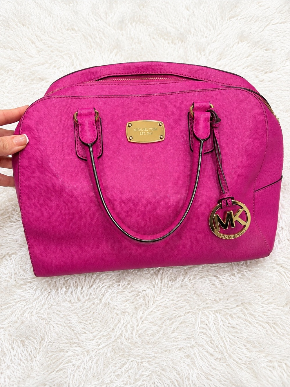 Michael Kors Pink Fuchsia Saffiano Satchel with Gold Hardware-MAKE AN OFFER